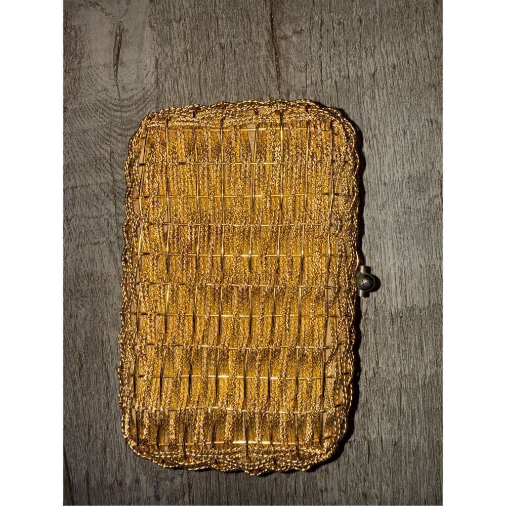 Vintage koret gold metal woven clutch